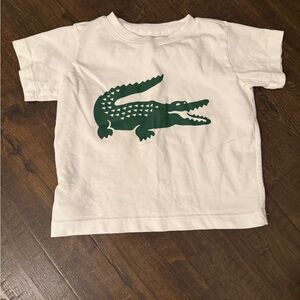 Lacoste White Tee with Green Crocodile Graphic
